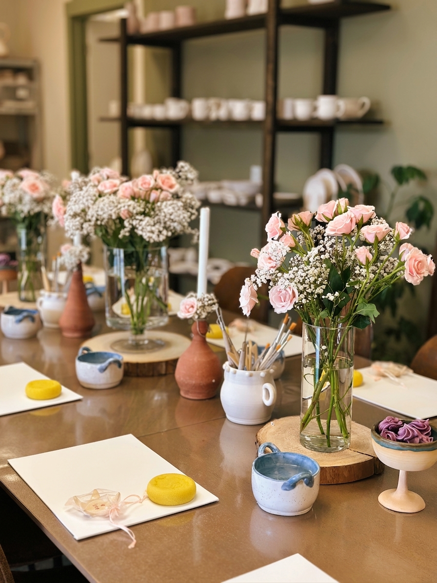 Pottery studio party table